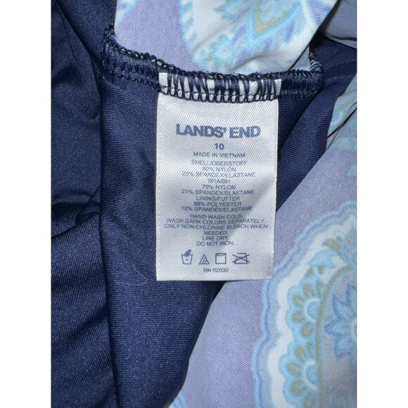 Lands End Women's Size 10 Blue Paisley Tankini Swim Top #504651 Beach Vacation - Picture 8 of 8